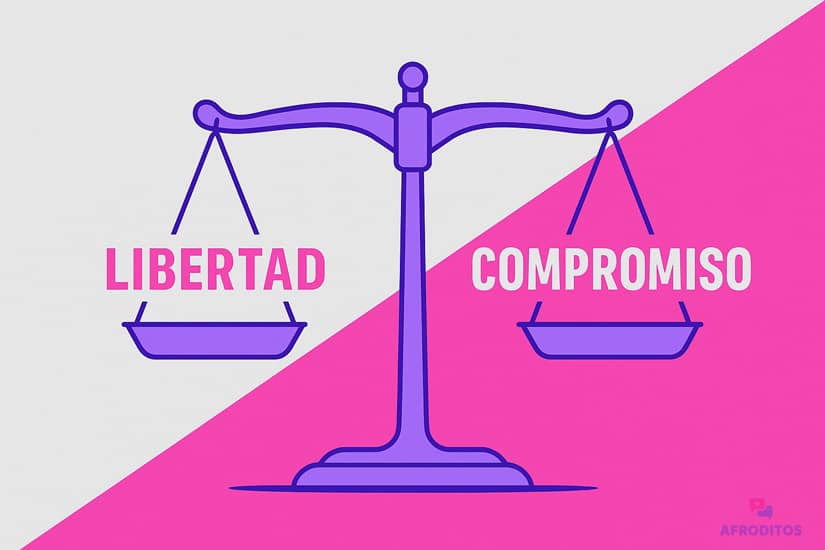 Balanza que compara la libertad y el compromiso para un hombre que no se enamora