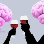 Imagen conceptual de dos cerebros brindando con copas de vino. Representación visual del concepto "sapiosexual".
